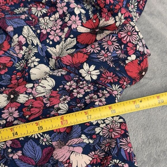 BCBG Paris Sz L Retro Floral Short Ruffle Short Dress V-Neck Lined Romantic Chic - Picture 15 of 16